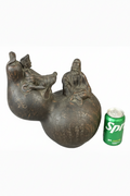 Large Chinese "Bronzed" Stoneware Double Gourd Scholar’s Vessel