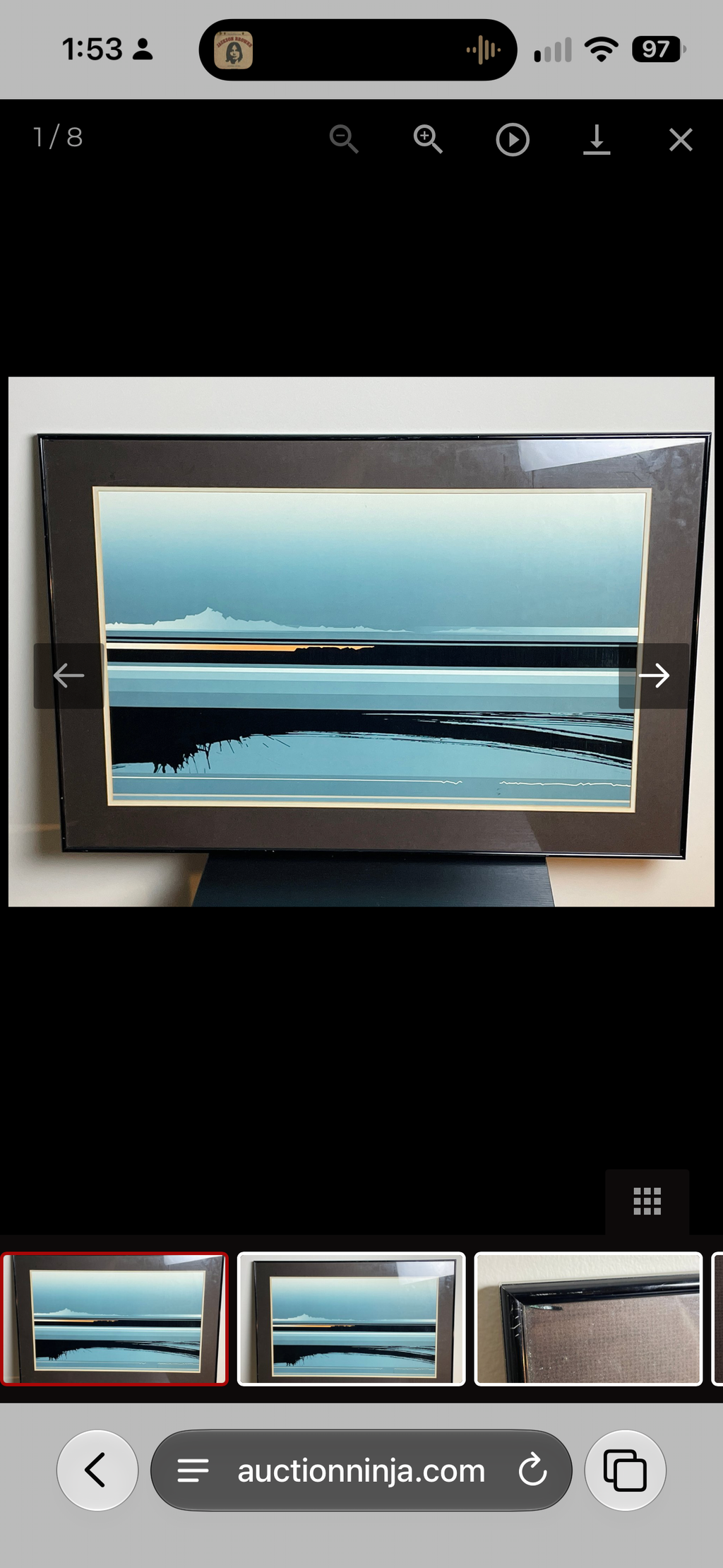 Tetsuro Sawada “Oblique Black” Japanese Serigraph, c. 1970, Framed