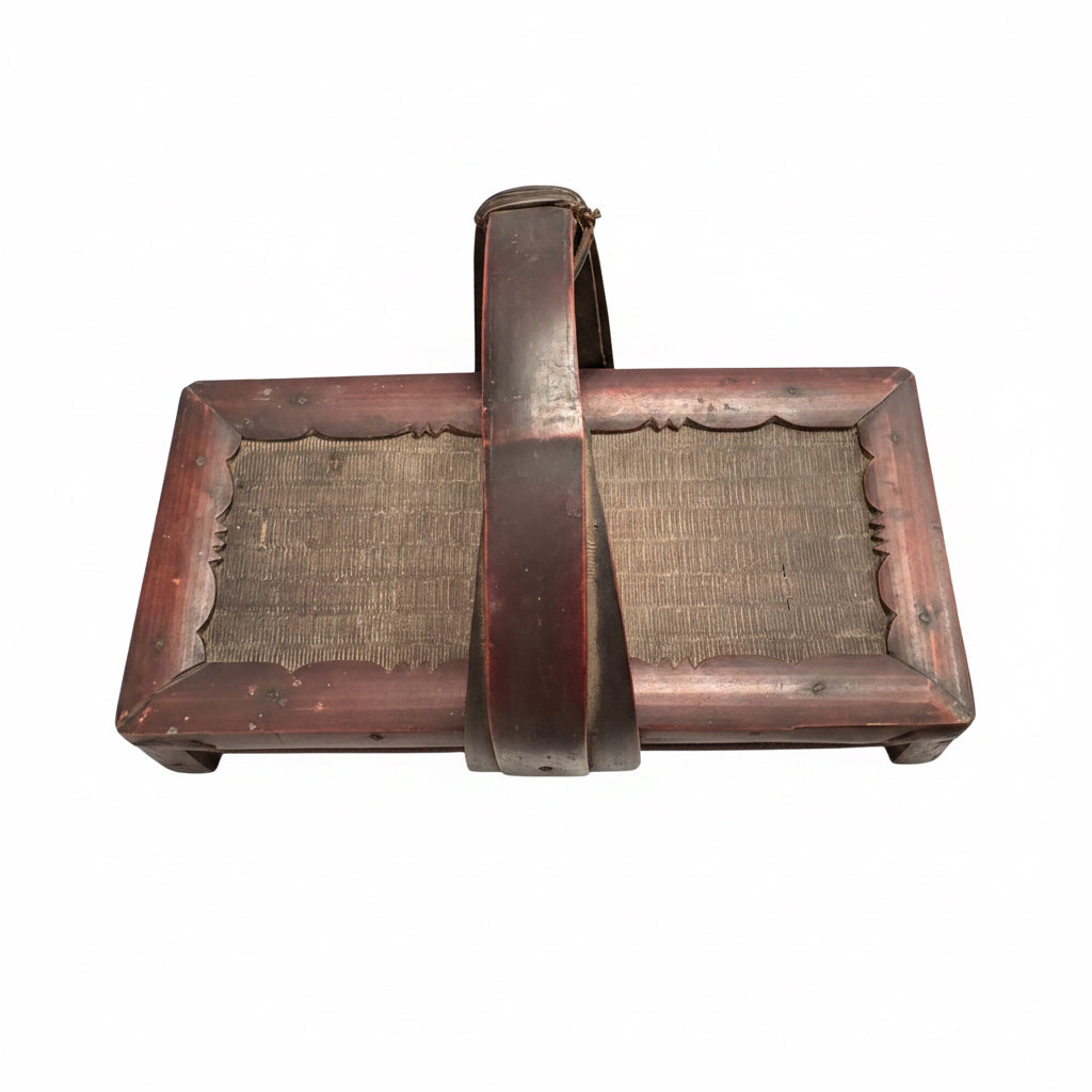 Pair of Antique Chinese Red Lacquer Bamboo Food Baskets, Late Qing–Republic Period
