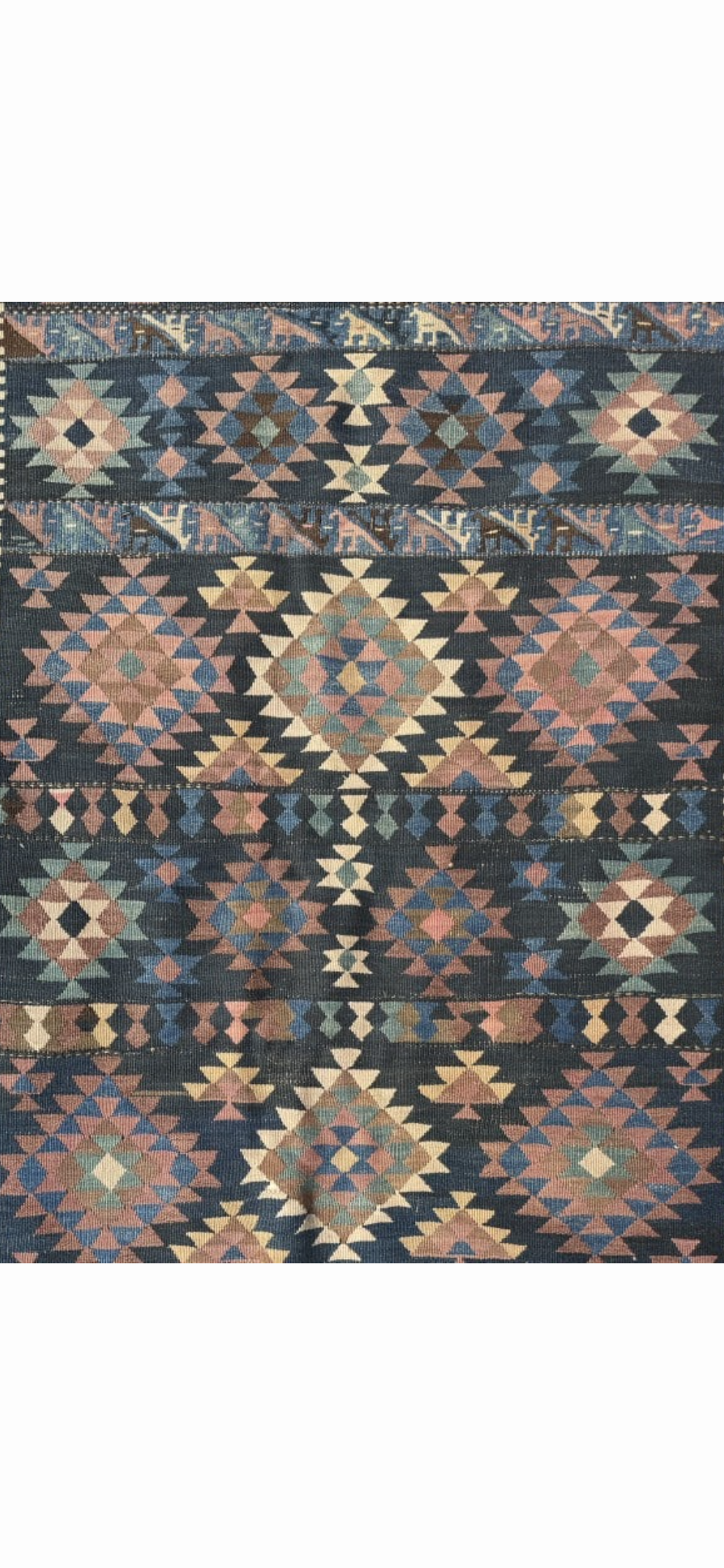 Vintage Handwoven Caucasian-Persian Tribal Kilim Runner, 10’8” × 4’1”
