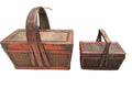Pair of Antique Chinese Red Lacquer Bamboo Food Baskets, Late Qing–Republic Period