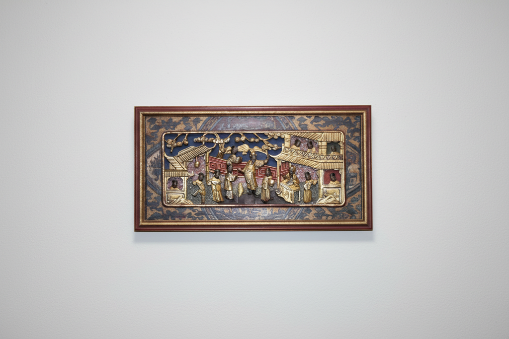 Antique Chinese Gilt Polychrome Wood Carving Wall Plaque – Late Qing / Early Republic