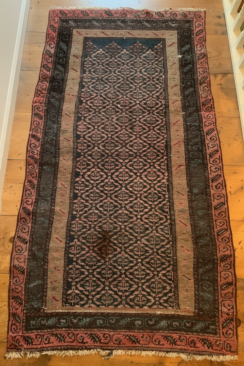 Antique Distressed Persian Tribal Runner – Hand-Knotted Wool (6' x 3.5')