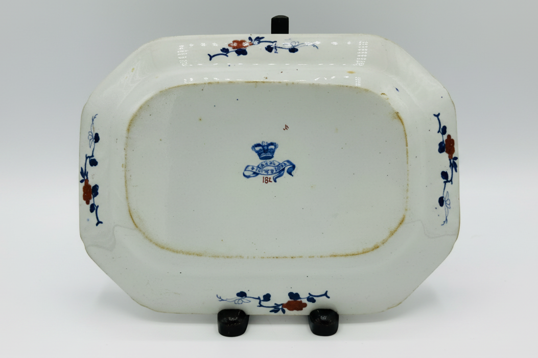 Antique English "Real Stone China" Imari-Style Octagonal Platter — Pattern No. 182, c. 1820s–1840s