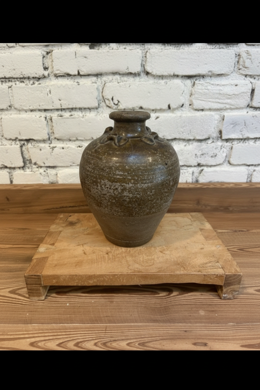 Antique Southeast Asian Brown-Glazed Stoneware Storage Jar