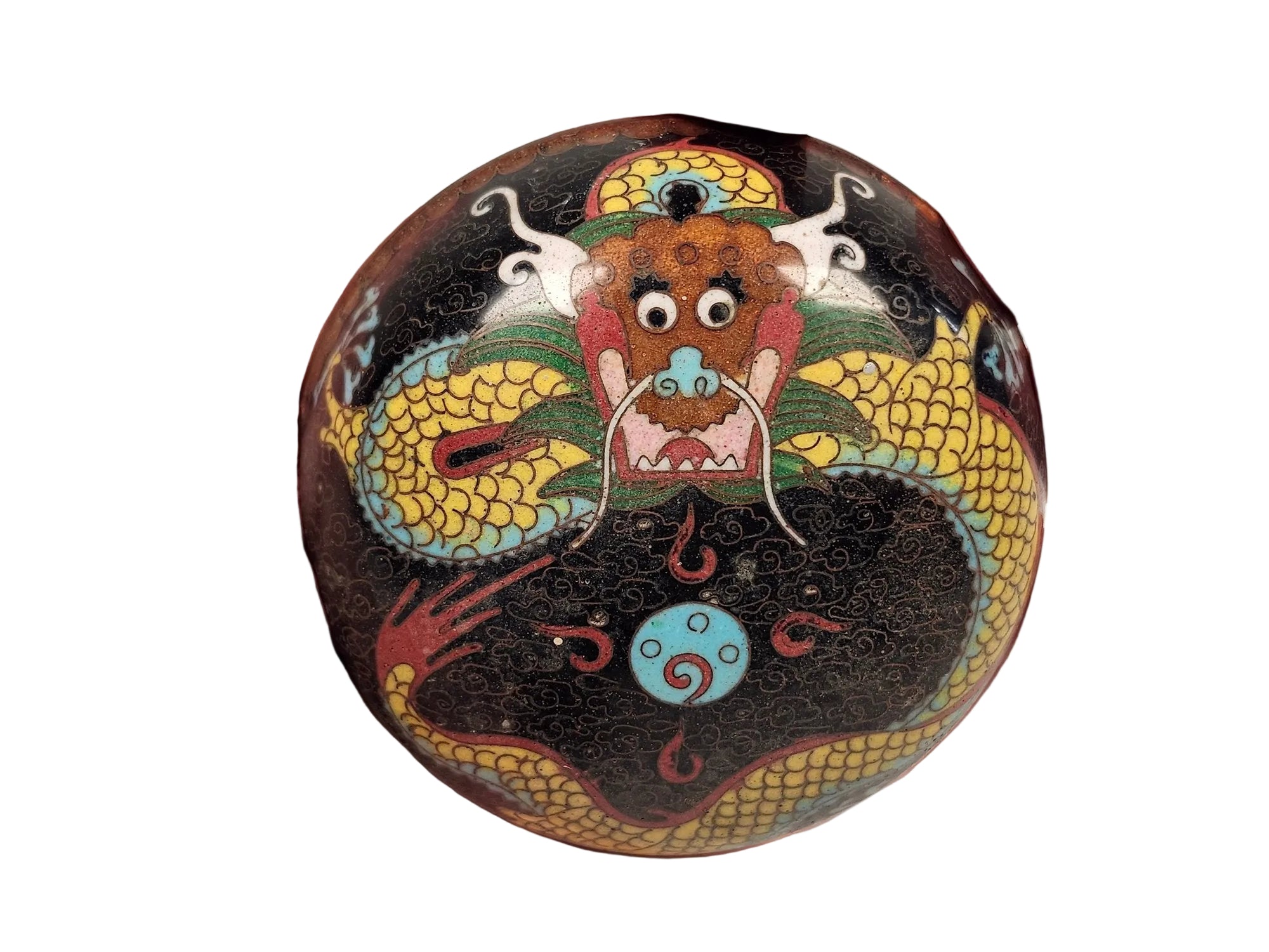 Antique Chinese Cloisonné Dragon Trinket Box – Late Qing / Republic Period