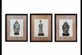 Set of 3 Framed Chinese Export Ceramic Prints – Temple Jars & Guanyin Figure