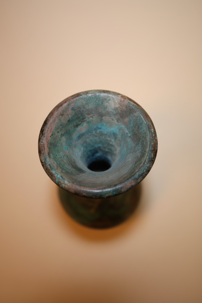 Vintage Upchurch Pottery Verdigris Bronze Glaze Bottle Vase – Signed (8.25")